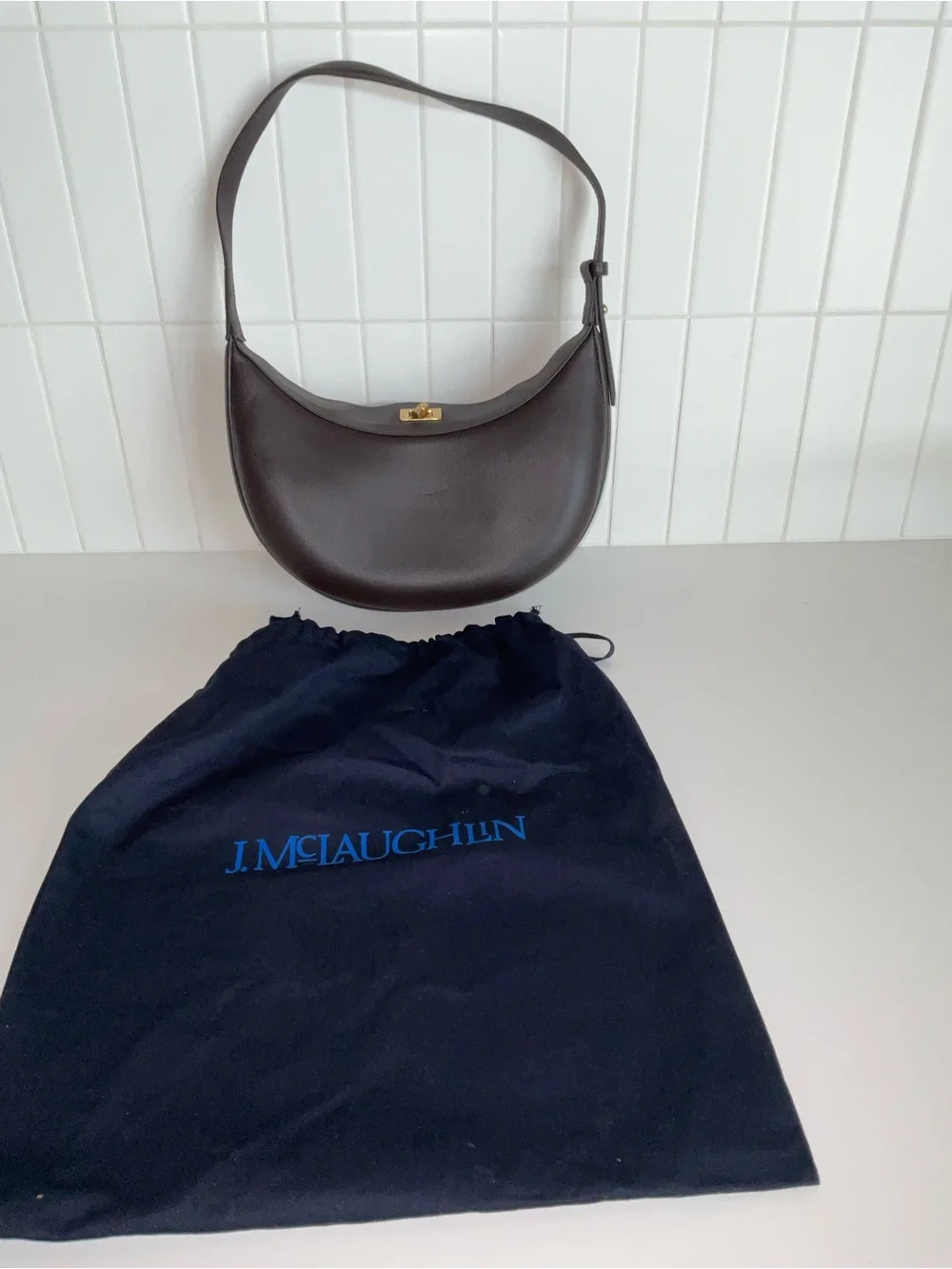 J. McLaughlin Molina Brown Crescent Leather Shoulder Bag